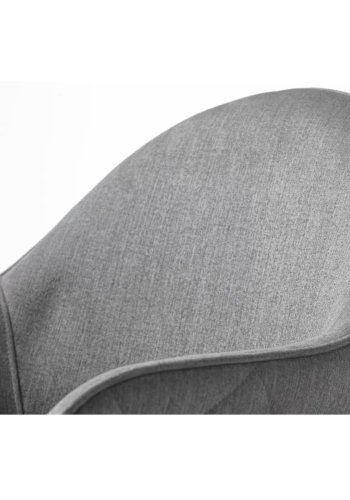 Rolig spisebordsstol, med armlener - gr polyester og sort metall