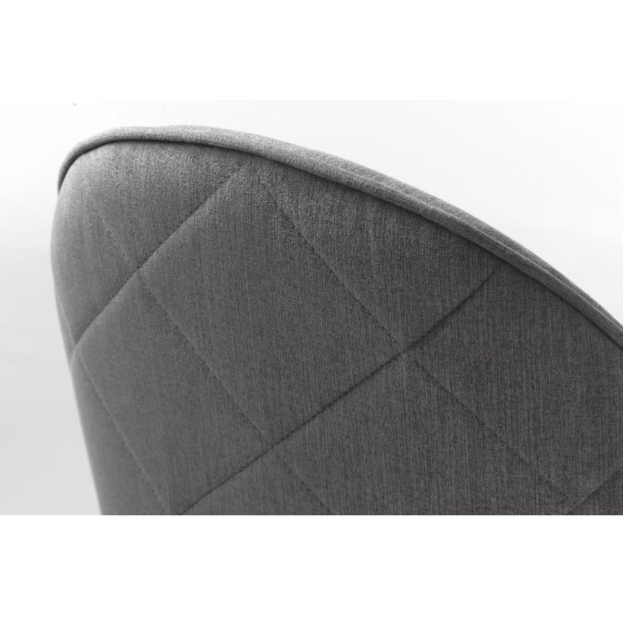 Rolig spisebordsstol, med armlener - gr polyester og sort metall