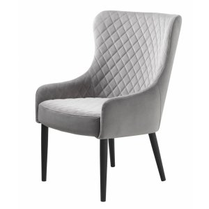 UNIQUE FURNITURE Ottowa Ftölj - Grey Sammet och Svart Metall