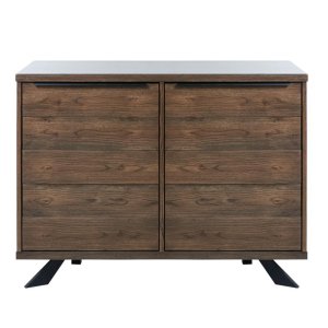 Royal sknk, m. 2 lger og 2 hylder - rget egefinér/eg og sort metal (114x45)