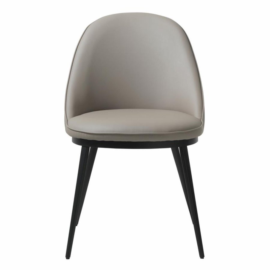 UNIKA M�BLER Gain matbordsstol - taupe konstl�der och svart metall