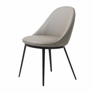 UNIKA M�BLER Gain matbordsstol - taupe konstl�der och svart metall