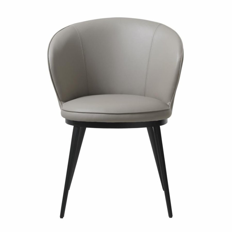 UNIQUE FURNITURE Gain Matstol, med Armst�d - Taupe Konstl�der och Svart Metall