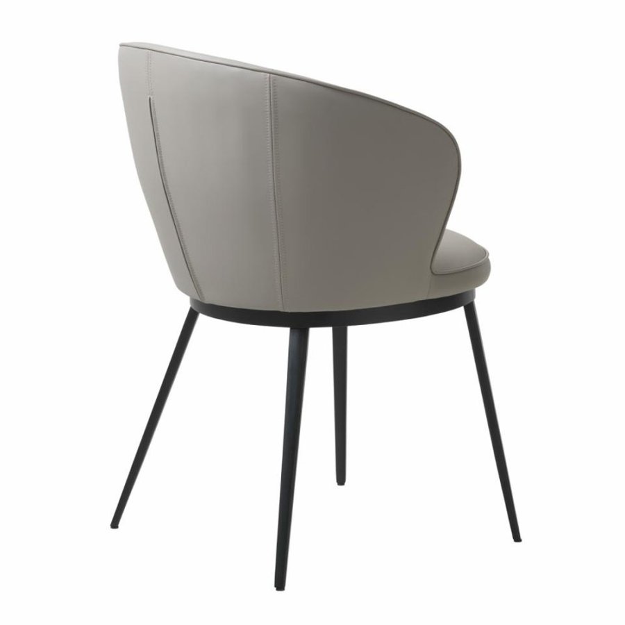 UNIQUE FURNITURE Gain Matstol, med Armst�d - Taupe Konstl�der och Svart Metall