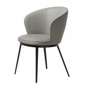 UNIQUE FURNITURE Gain Matstol, med Armst�d - Taupe Konstl�der och Svart Metall