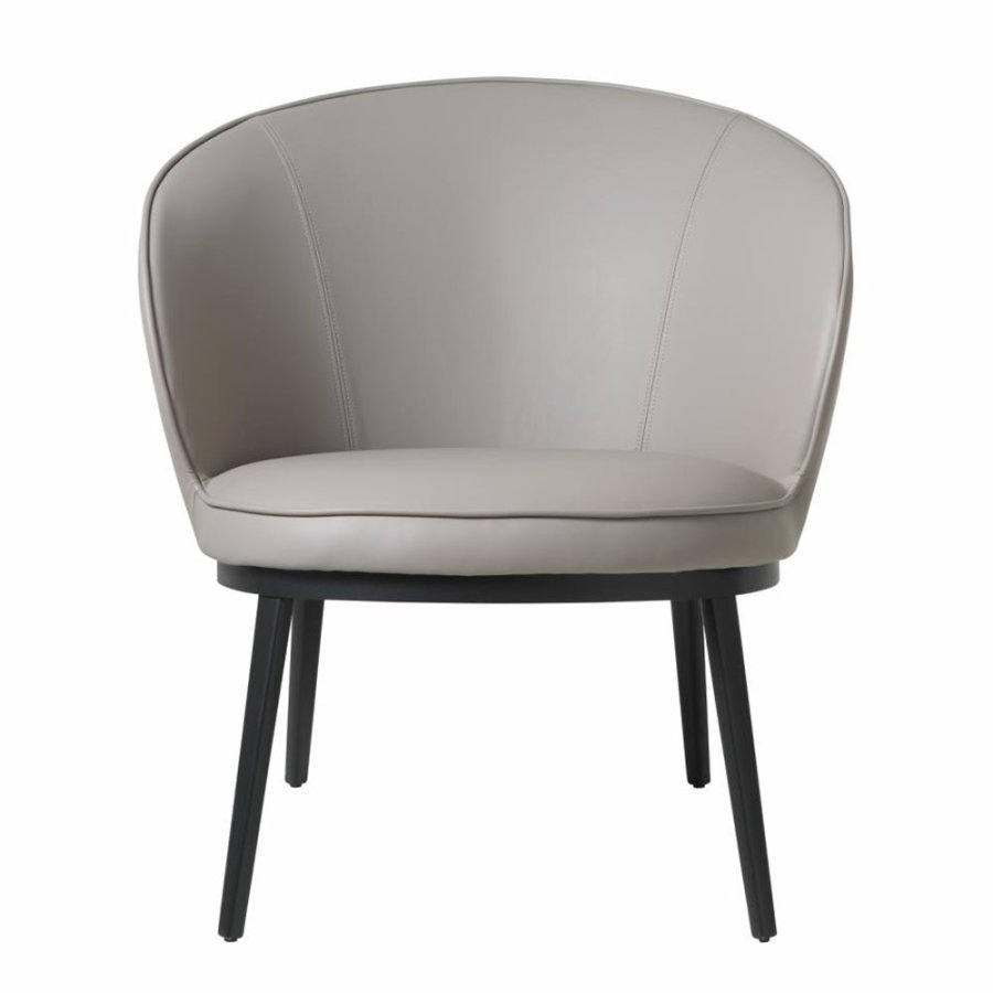 UNIQUE FURNITURE Gain F�t�lj - Taupe Konstl�der och Svart Metall