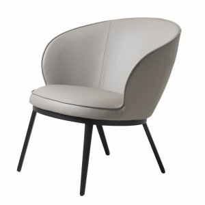 UNIQUE FURNITURE Gain F�t�lj - Taupe Konstl�der och Svart Metall
