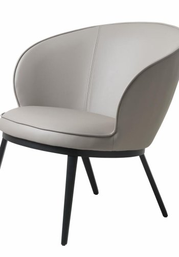 UNIQUE FURNITURE Gain F�t�lj - Taupe Konstl�der och Svart Metall