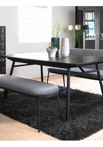 Prestisjebenk, rektangulr - stlgr flyel og svart polyetylen (140x36)