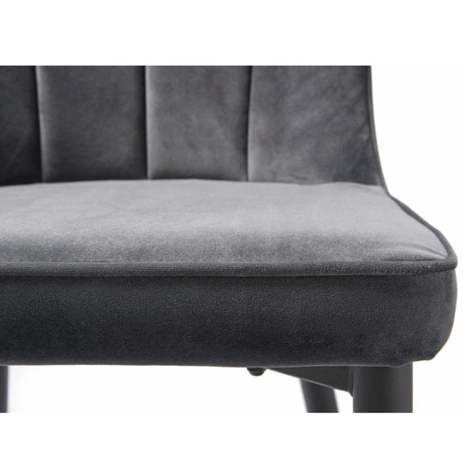 Crest spisebordsstol - gr fljl og sort metal