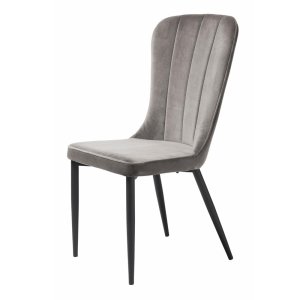 Crest spisebordsstol - gr fljl og sort metal