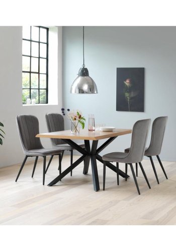 Crest spisebordsstol - gr fljl og sort metal