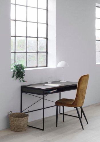 Crest spisebordsstol - rav fljl og sort metal