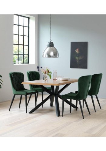 Elite spisestuestol - grnn flyel og sort metall