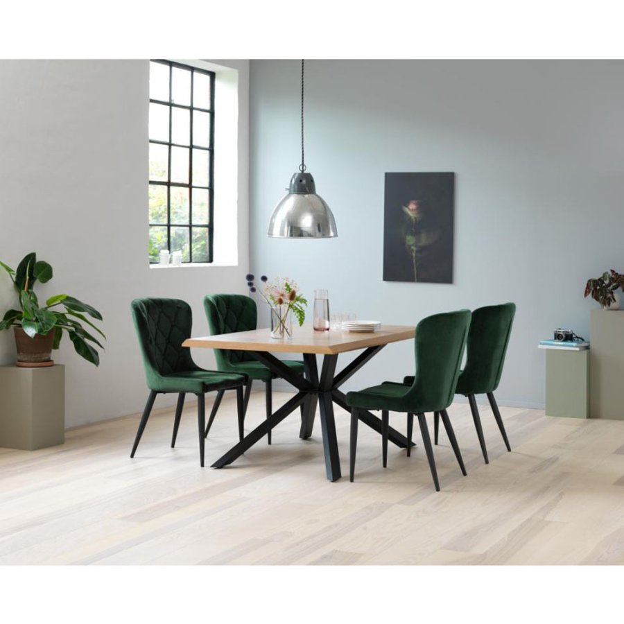 Elite spisestuestol - grnn flyel og sort metall