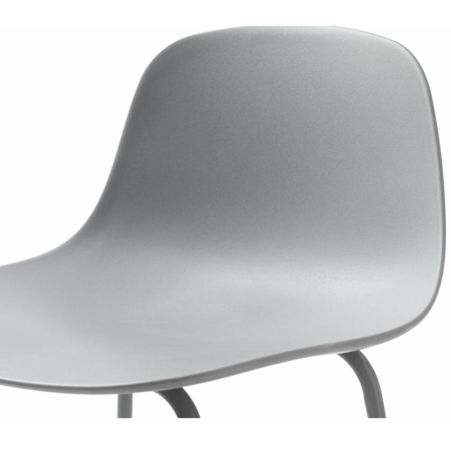 Aurora Thekenstuhl mit Rückenlehne und Fußstütze - graues Polypropylen und graues Metall