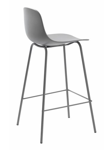 Aurora Thekenstuhl mit Rückenlehne und Fußstütze - graues Polypropylen und graues Metall