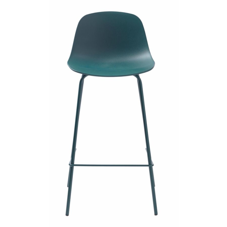 Aurora Thekenstuhl mit Rückenlehne und Fußstütze – Polypropylen in Petrol und Metall in Petrol