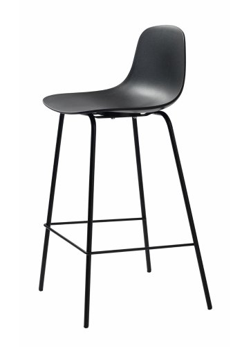 Aurora Thekenstuhl, mit Rckenlehne und Fusttze  schwarzes Polypropylen und schwarzes Metall
