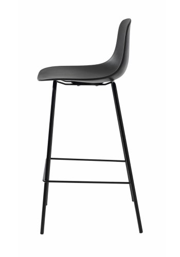 Aurora Thekenstuhl, mit Rckenlehne und Fusttze  schwarzes Polypropylen und schwarzes Metall