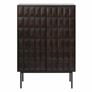 Lustrous barskab, m. 2 lger - espresso eg og sort metal