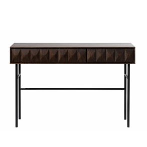 Lustrous konsolbord, m. 2 skuffer - espresso eg og sort metal (117x39)