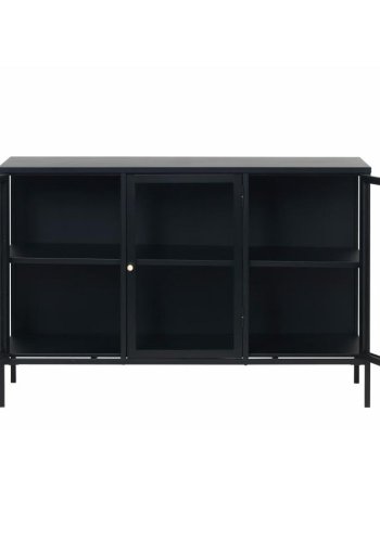 UNIKE MBLER Carmel skjenk, m. 3 drer og 1 hylle - glass og sort metall