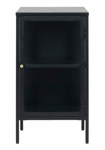 UNIKE MBLER Carmel skap, m. 1 dr og 1 hylle - glass og sort metall