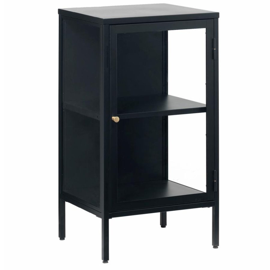 UNIKE MBLER Carmel skap, m. 1 dr og 1 hylle - glass og sort metall