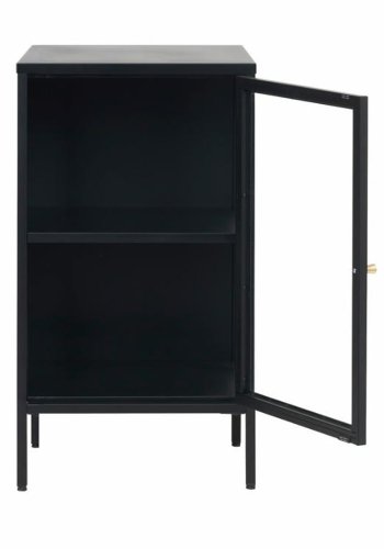 UNIKE MBLER Carmel skap, m. 1 dr og 1 hylle - glass og sort metall
