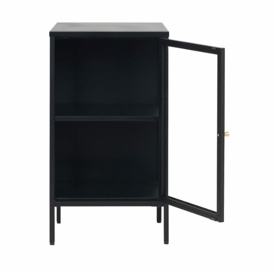 UNIKE MBLER Carmel skap, m. 1 dr og 1 hylle - glass og sort metall