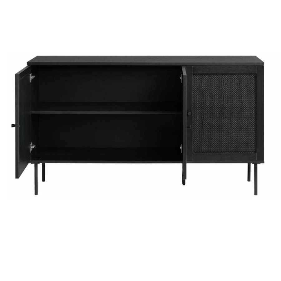 Exquisite sknk, m. 3 lger - sort polyrattan og sort melamin