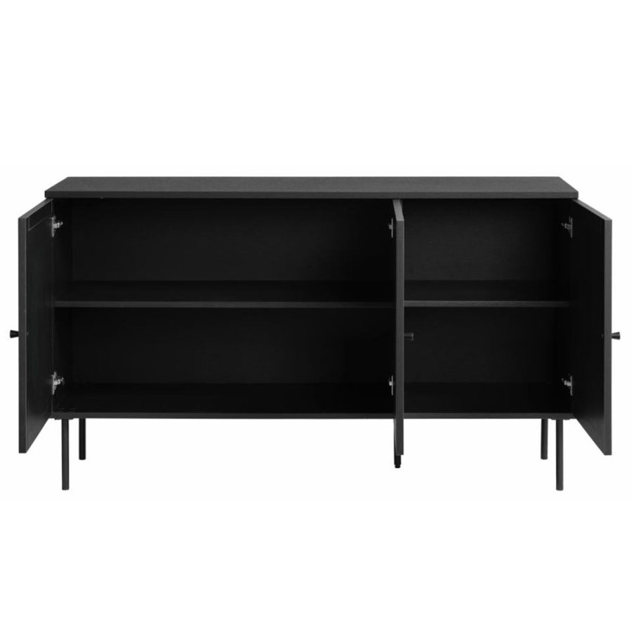 Exquisite sknk, m. 3 lger - sort polyrattan og sort melamin