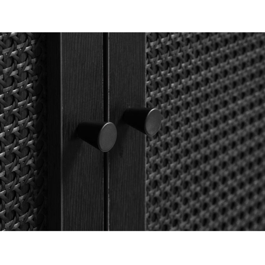 Exquisite sknk, m. 3 lger - sort polyrattan og sort melamin