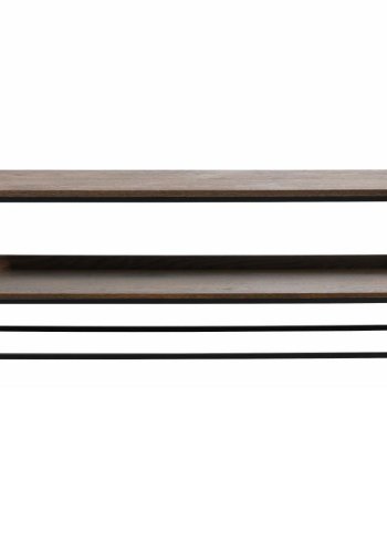 Echelon benk, m. 1 hylle - rkt eikefiner/eik og svart metall (120x35)