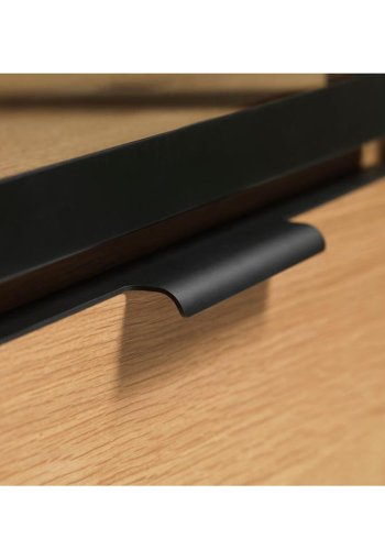 Harmony skab, m. 2 lger - glas, natur eg og sort metal (H:138,6)