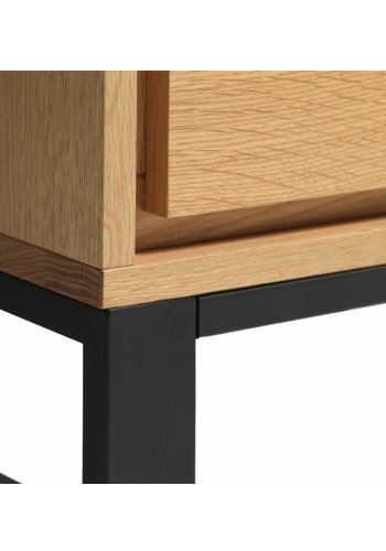 Harmony skab, m. 2 lger - glas, natur eg og sort metal (H:138,6)