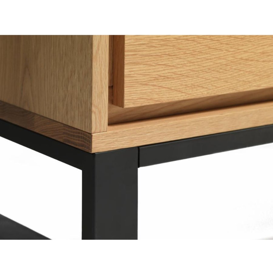 Harmony skab, m. 2 lger - glas, natur eg og sort metal (H:138,6)