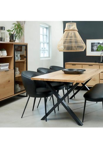 Harmony skab, m. 2 lger - glas, natur eg og sort metal (H:138,6)