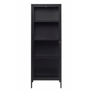 UNIQUE FURNITURE Carmel Skp, med 1 Lucka och 3 Hyllplan - Glas och Svart Metall (H: 160 cm)