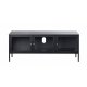 Plysj TV-bord, m. 3 drer - glass og svart metall (132x40,3)
