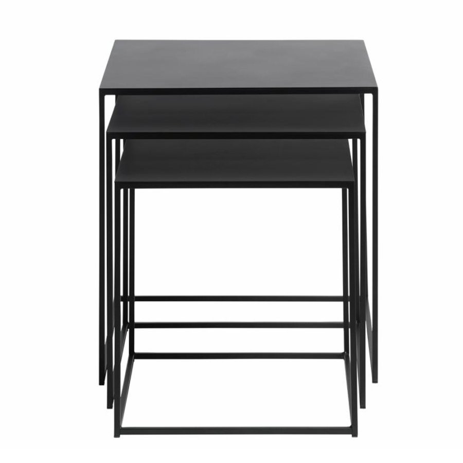 Opulence sidebord ? svart metall (sett med 3)