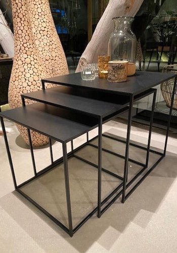 Opulence sidebord ? svart metall (sett med 3)