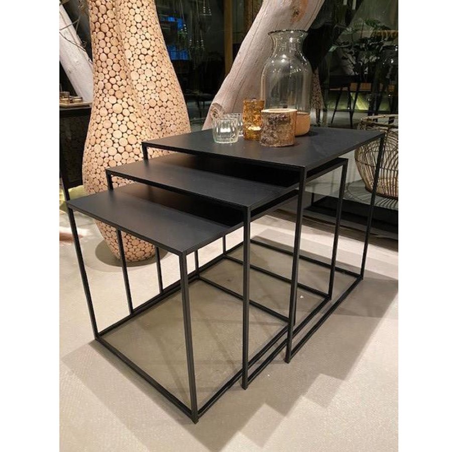 Opulence sidebord ? svart metall (sett med 3)