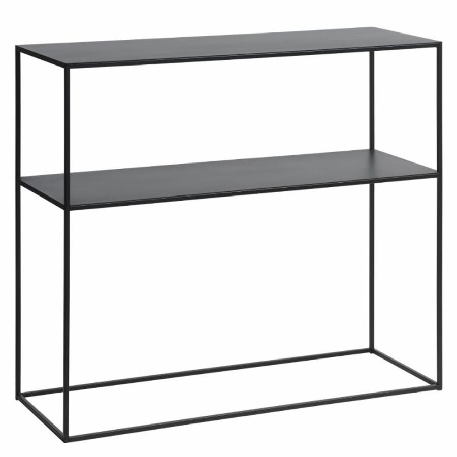 Opulence konsollbord, m. hylle - svart metall (90x35)