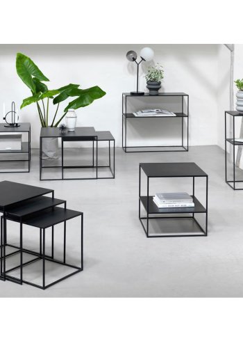 Opulence konsollbord, m. hylle - svart metall (90x35)