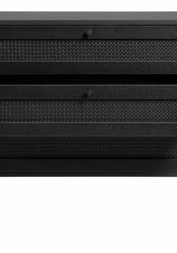 Exquisite Kommode mit 3 Schubladen – schwarzes Polyrattan und schwarzes Melamin