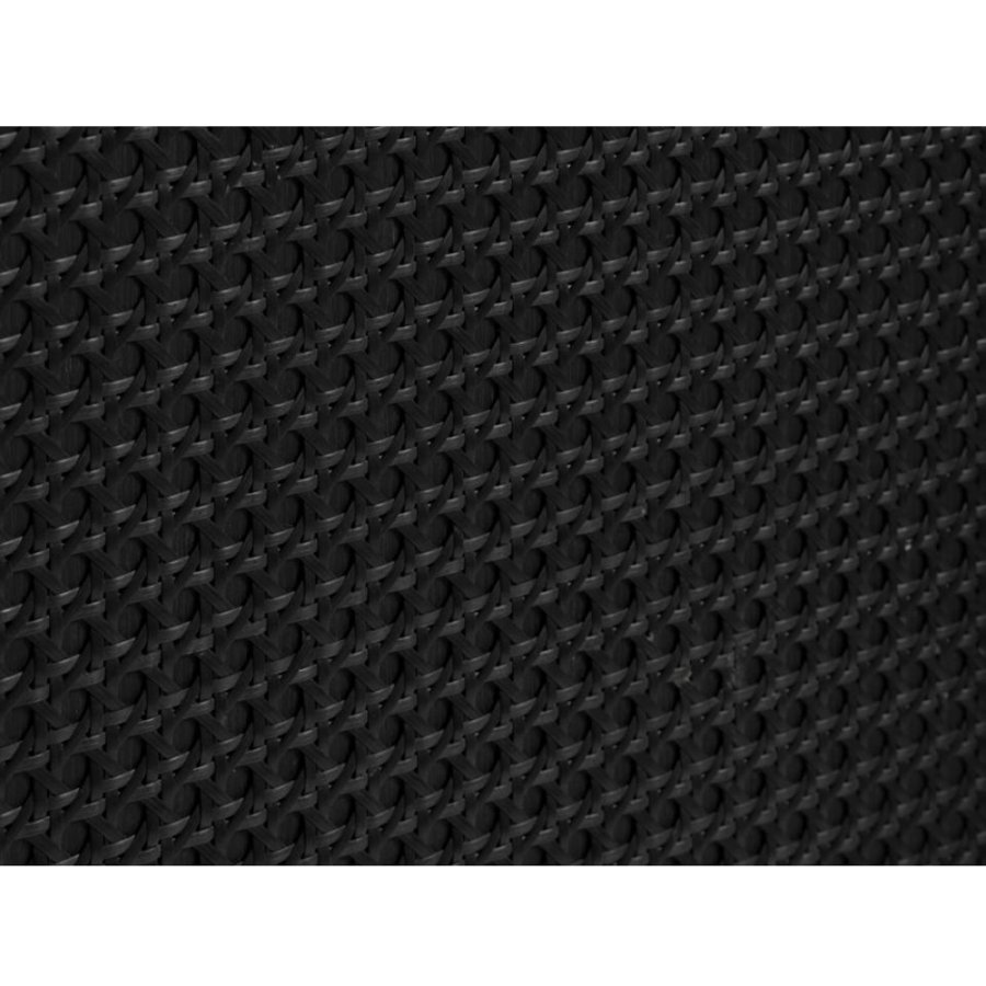 Exquisiter Fernsehtisch mit 2 Türen und 1 Ablage - schwarzes Polyrattan und schwarzes Melamin (120x40)