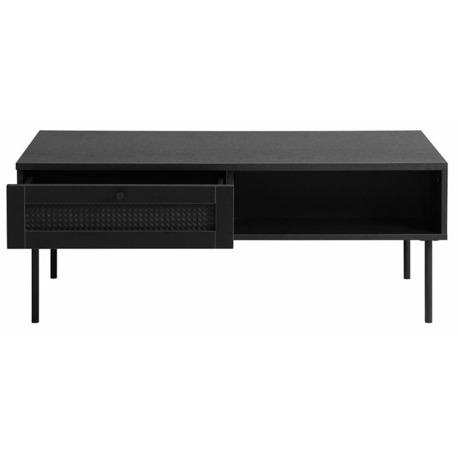 Exquisite sofabord, m. 1 rom og 1 skuff - svart polyrattan og melamin (60x110)