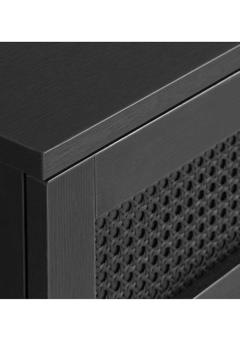 Exquisite sofabord, m. 1 rom og 1 skuff - svart polyrattan og melamin (60x110)